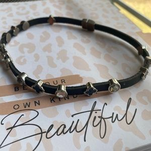 Leather studded choker necklace